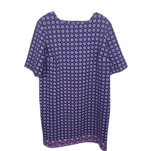 Banana Republic BR Womens Size 14 Dress Retro Purple Mod Floral Half Sleeve